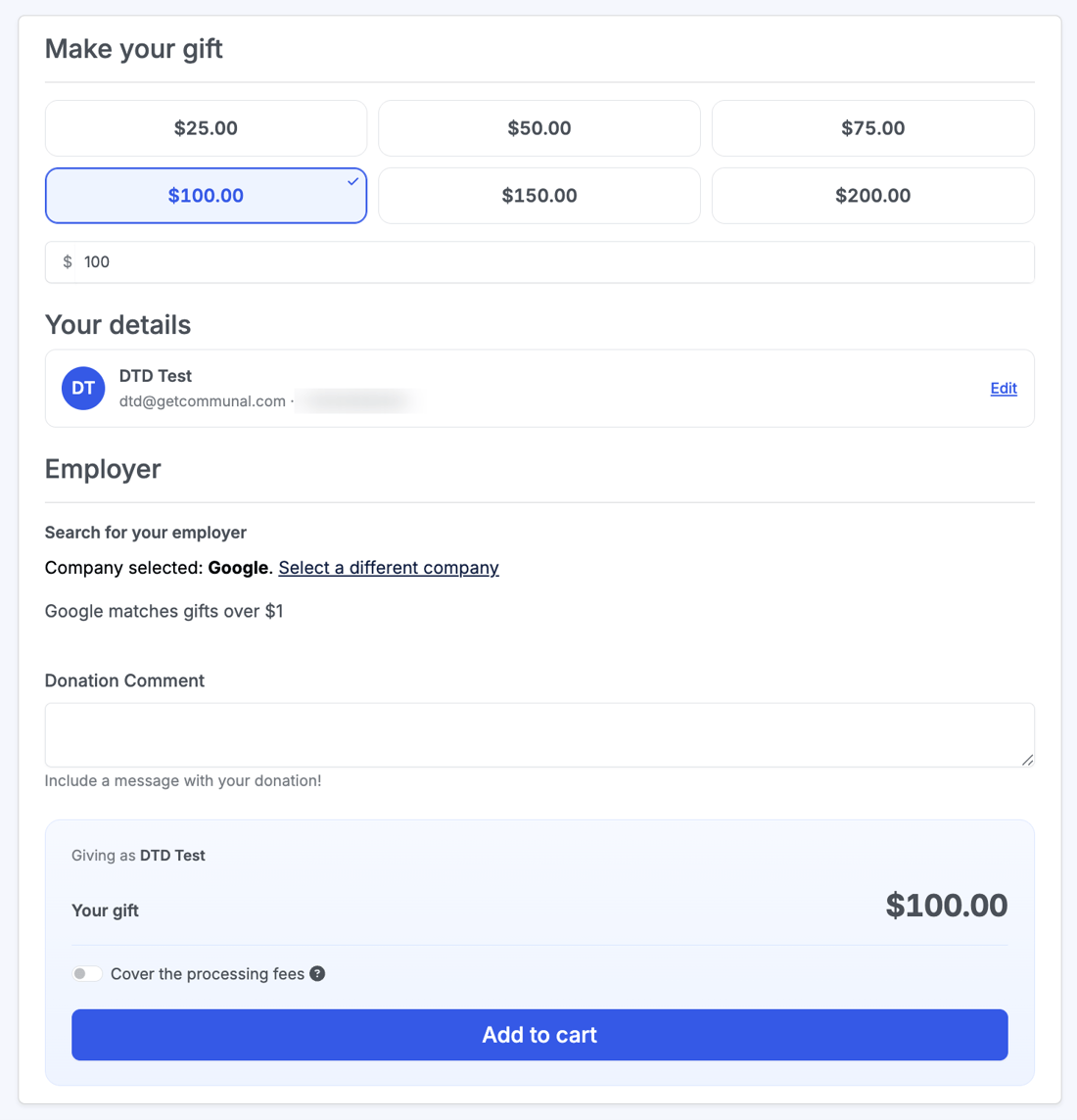 Communal Donation Form
