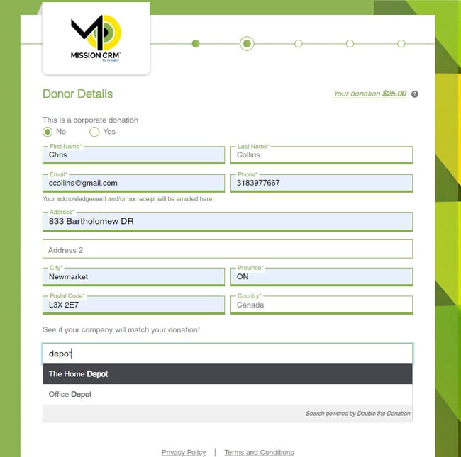 Donation-Donation page with visible auto-complete search field with entry expanded (1)